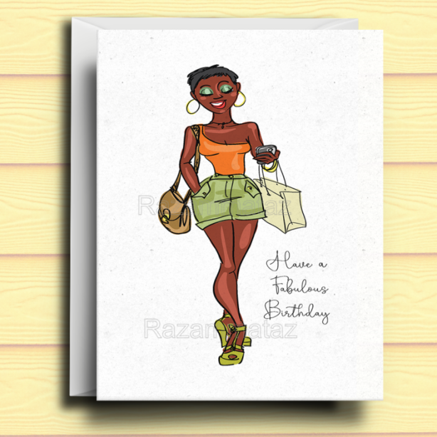 Black Woman Birthday Card J